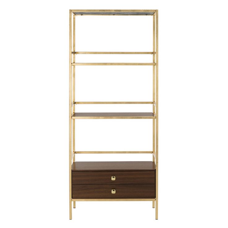 Safavieh Mateo Gold/Walnut Metal Etagere