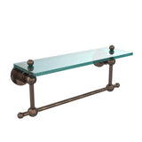 Astor Place 16 in. L  x 4 in. H  x 5 in. W  Clear Glass Vanity Bathroom Shelf with Towel Bar  in Polished Nickel - Super Arbor