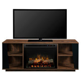 Arlo 60 in. Media Console in Walnut with 26 in. Electric Fireplace with Logs - Super Arbor