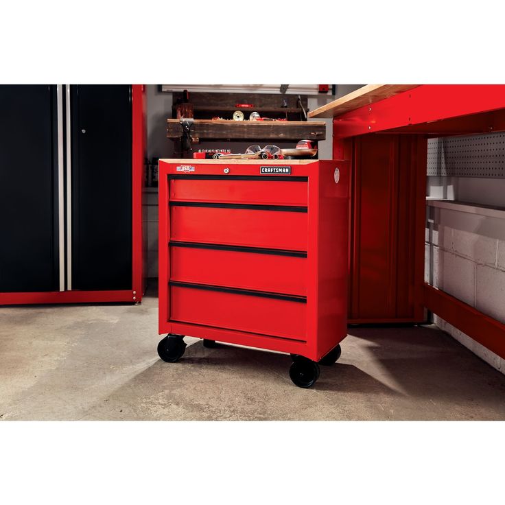 CRAFTSMAN 1000 Series 26.2-in L x 32.5-in H 4-Drawers Rolling Red Wood Work Bench