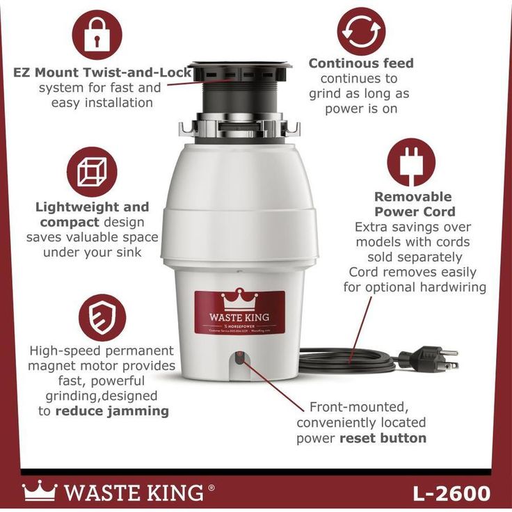 Waste King Legend 1/2-HP Continuous Feed Noise Insulation Garbage Disposal