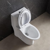 1-Piece 1.1 GPF /1.6 GPF Dual Flush High Efficiency Elongated Toilet in White Seat Included - Super Arbor