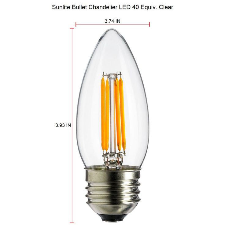 Sunlite 40-Watt Equivalent B11 Vintage Filament Chandelier LED Light Bulb in Warm White, 2700K (4-Pack)