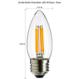 Sunlite 40-Watt Equivalent B11 Vintage Filament Chandelier LED Light Bulb in Warm White, 2700K (4-Pack)