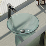 Glass Vessel Sink in Crystal with R9-7007 Faucet and Pop-Up Drain in Chrome - Super Arbor