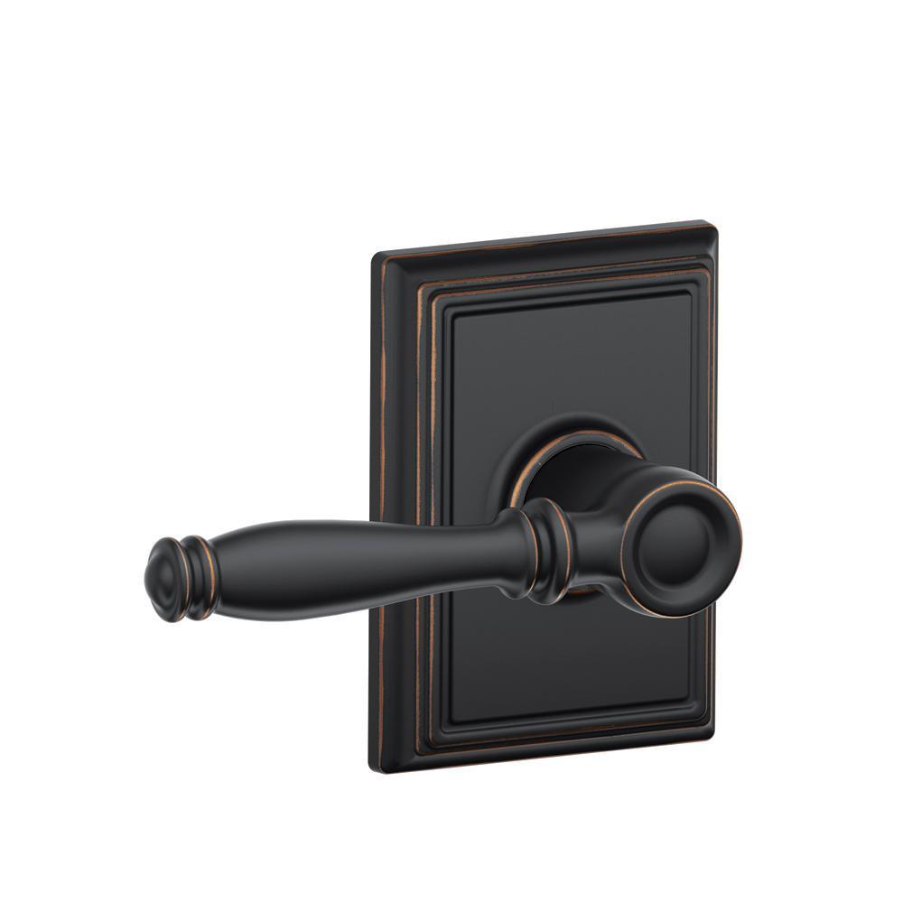 Schlage Birmingham Aged Bronze Passage Hall/Closet Door Lever with Addison Trim