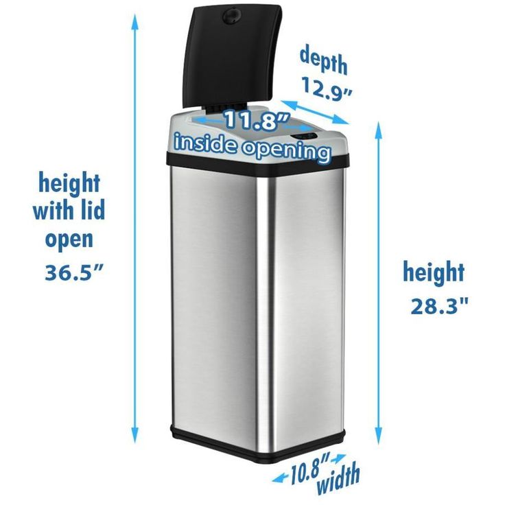 iTouchless 13-Gallon Brushed Silver Metal Touchless Trash Can with Lid