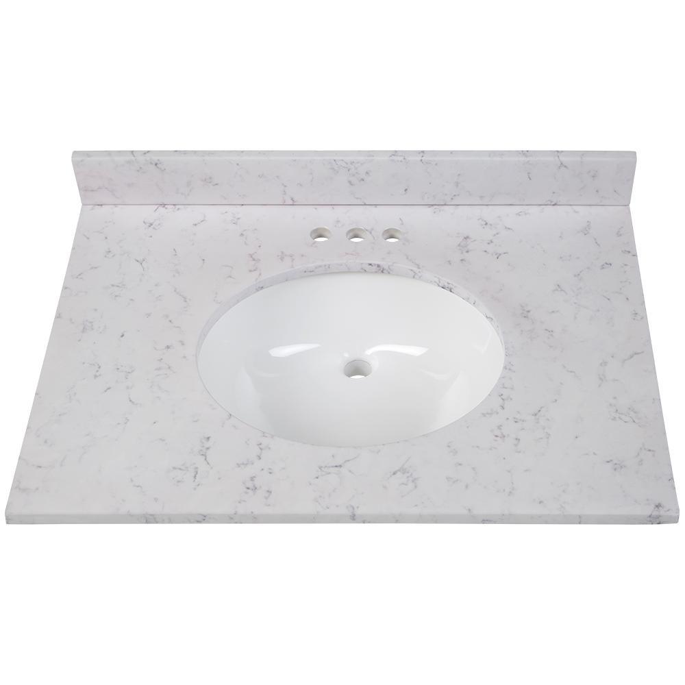 31 in. x 22 in. Stone Effects Vanity Top in Cascade with White Sink - Super Arbor