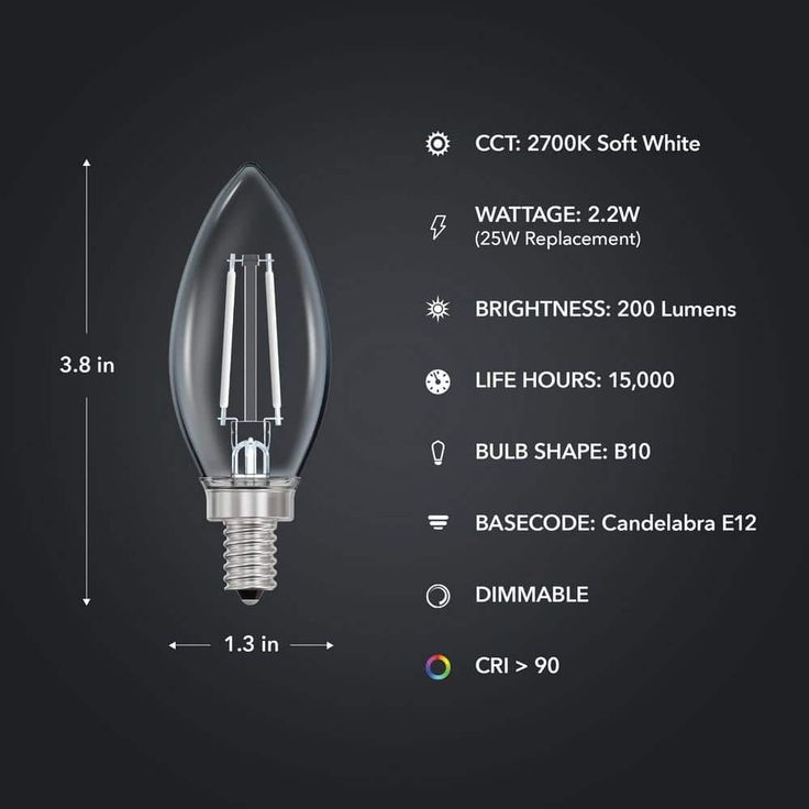Feit Electric 25-Watt Equivalent (2700K) B10 Dimmable Filament LED Clear Glass Light Bulb, Soft White (12-Pack)
