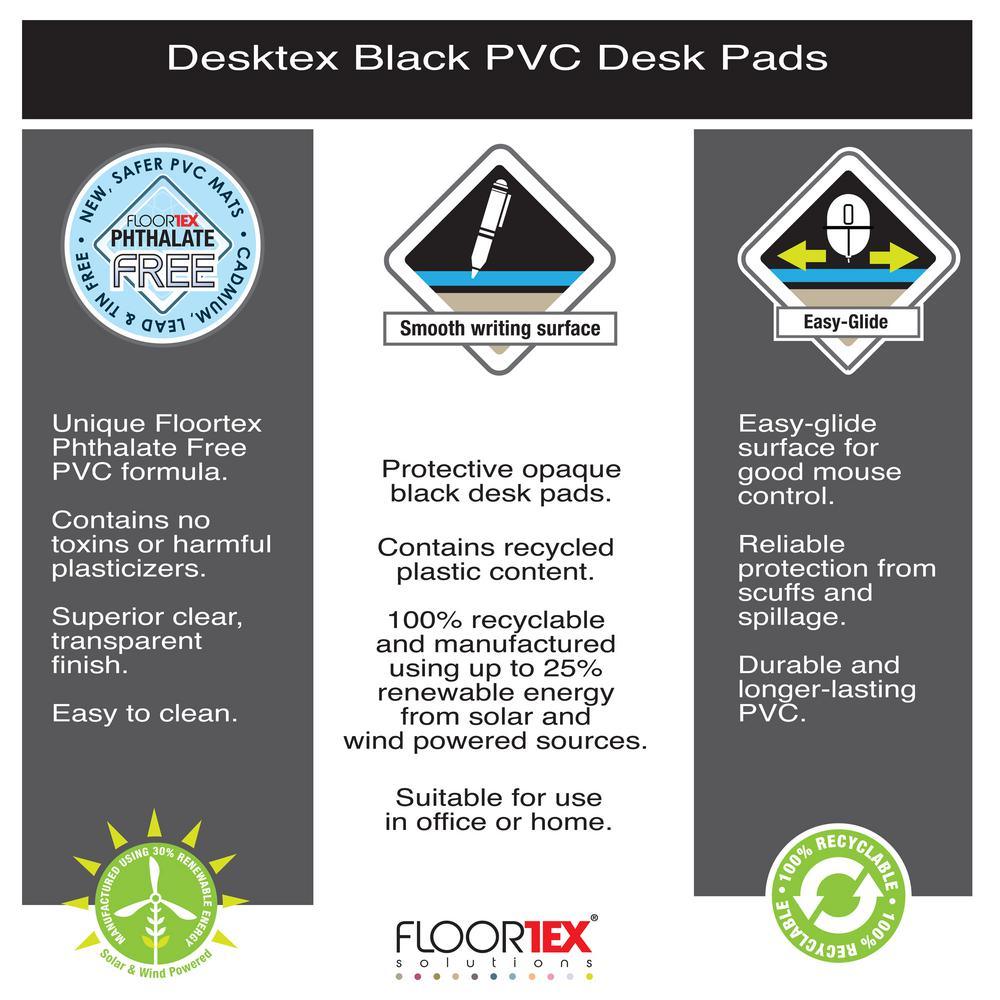20 in. x 36 in. Black Vinyl Rectangular Desk Pad - Super Arbor