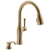 Delta Valdosta Champagne Bronze 1-Handle Deck-Mount Pull-Down Handle Kitchen Faucet (Deck Plate Included)