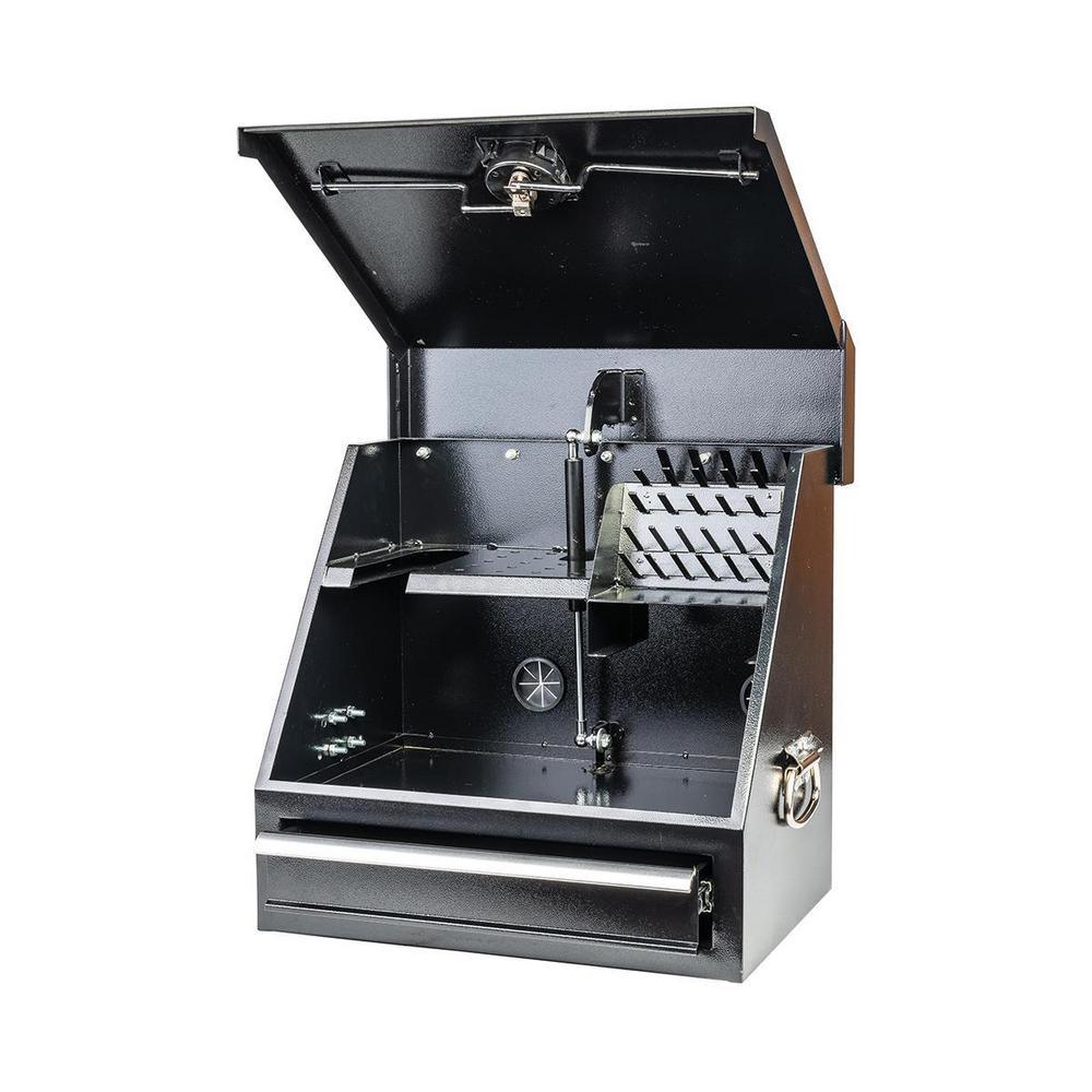 18 in. 1-Drawer Black Steel Portable Shop Tool Box with Cylinder Lock - Super Arbor