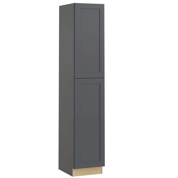 Home Decorators Collection Newport 18 in. W x 24 in. D x 96 in. H Assembled Plywood Pantry Kitchen Cabinet in Deep Onyx with Soft Close RH