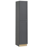Home Decorators Collection Newport 18 in. W x 24 in. D x 96 in. H Assembled Plywood Pantry Kitchen Cabinet in Deep Onyx with Soft Close RH