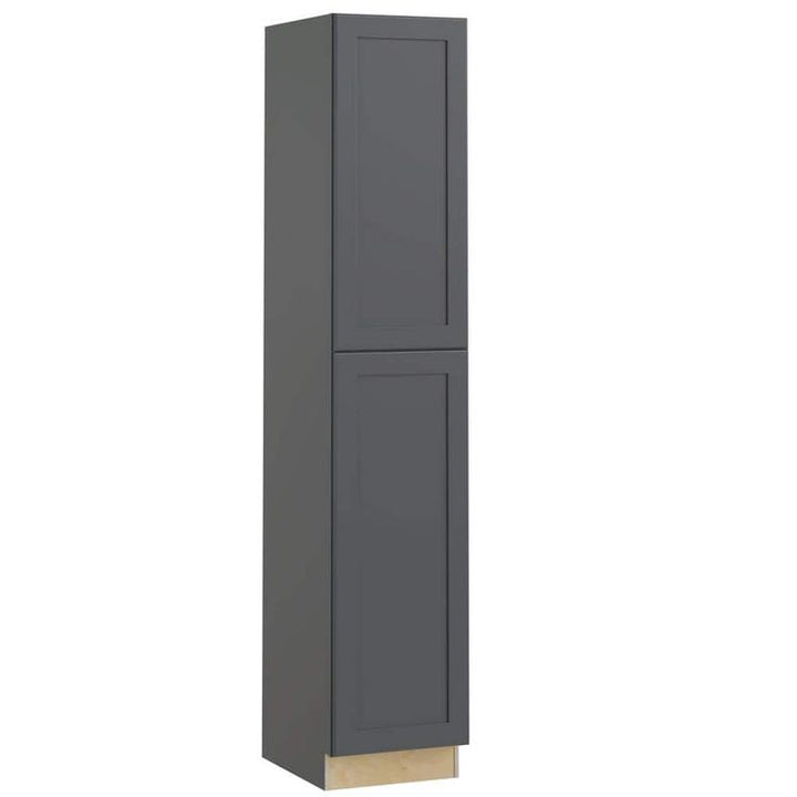 Home Decorators Collection Newport 18 in. W x 24 in. D x 90 in. H Assembled Plywood Pantry Kitchen Cabinet in Deep Onyx with Soft Close RH