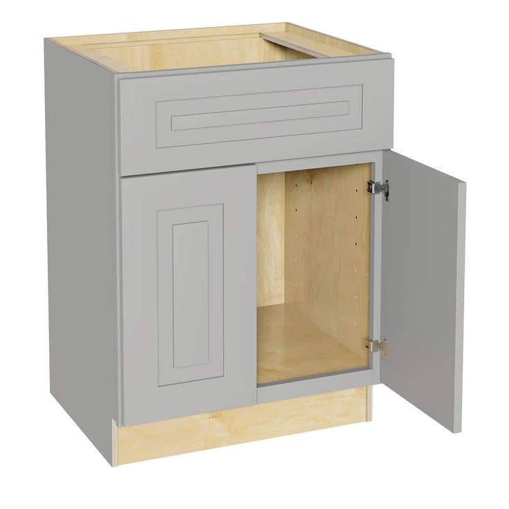 Home Decorators Collection Grayson 24 in. W x 24 in. D x 34.5 in. H Assembled Plywood Sink Base Kitchen Cabinet in Pearl Gray with Soft Close