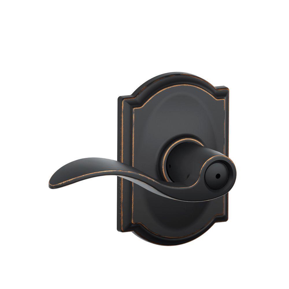 Accent Satin Nickel Privacy Bed/Bath Door Lever with Camelot Trim - Super Arbor