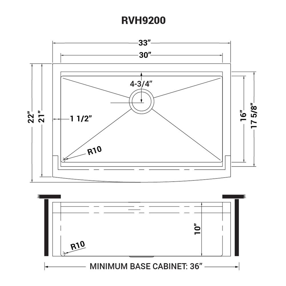 Apron-Front Stainless Steel 33 in. 16-Gauge Workstation Single Bowl Farmhouse Kitchen Sink - Super Arbor