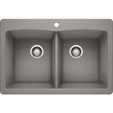 DIAMOND Dual Mount Granite Composite 33 in. 1-Hole 50/50 Double Bowl Kitchen Sink in White - Super Arbor