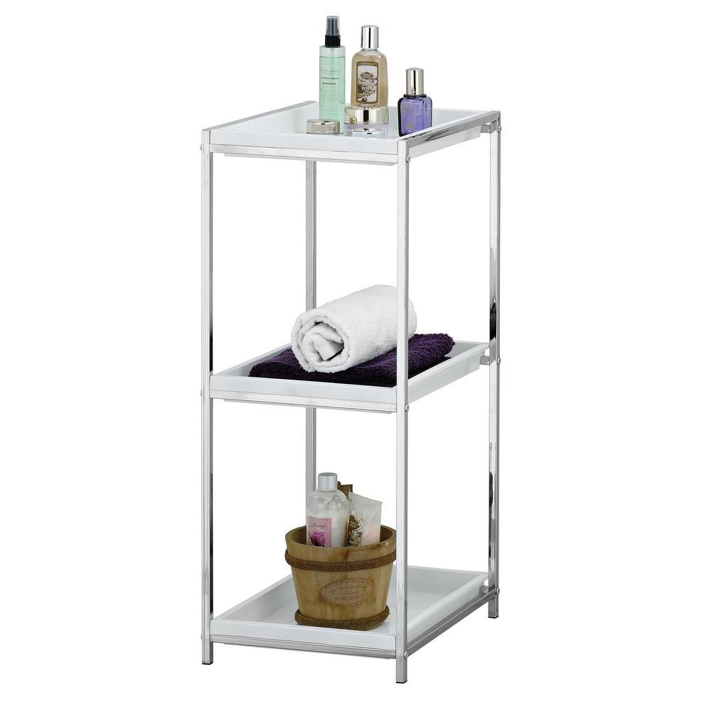 Wayar 12.2 in. W 3-Tier Shelf with Tray in Silver - Super Arbor