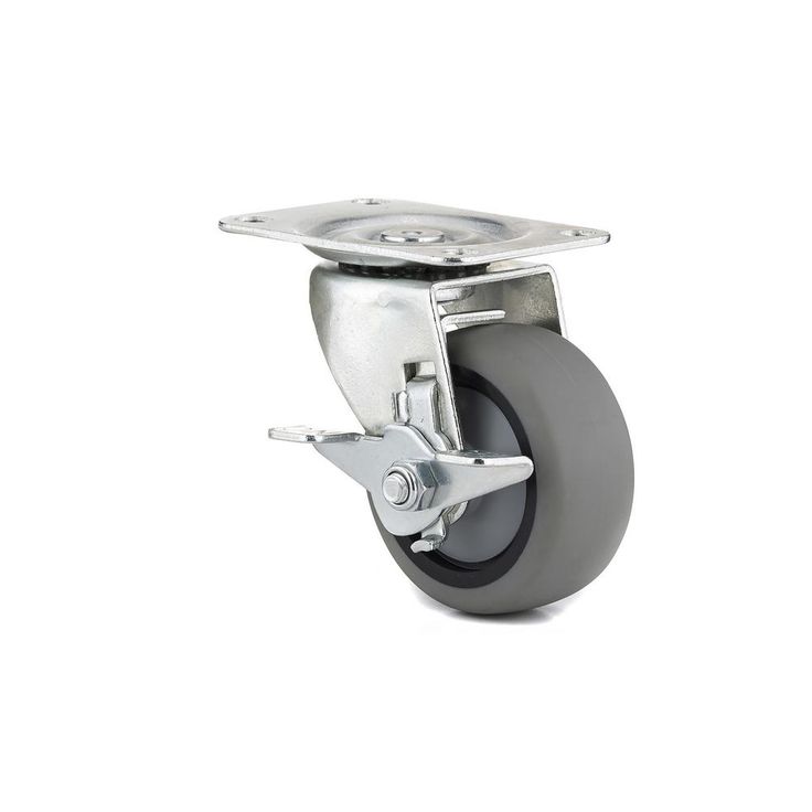3 in. Gray Swivel with Brake plate Caster, 176.4 lb. Load Rating