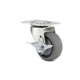 3 in. Gray Swivel with Brake plate Caster, 176.4 lb. Load Rating