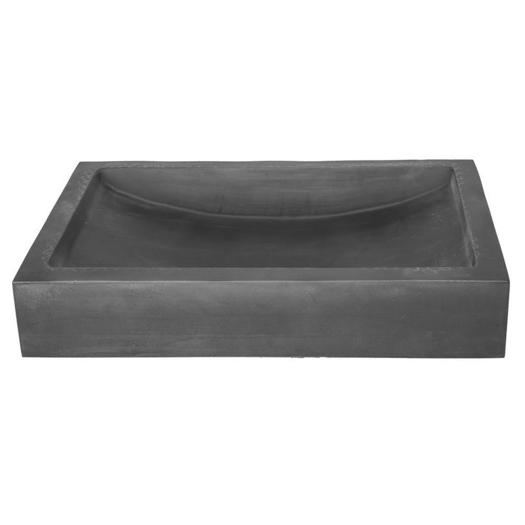 Eden Bath 22 in. Shallow Wave Concrete Rectangular Vessel Sink in Charcoal