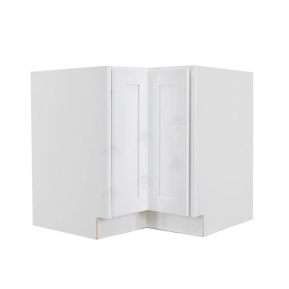 Lancaster Shaker Assembled 36 in. x 34.5 in. x 24 in. Base Lazy Susan Cabinet in White - Super Arbor