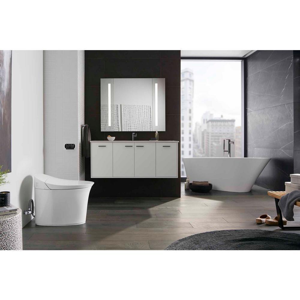 Veil Comfort Height Intelligent 1-Piece 0.8 or 1.28 GPF Dual Flush Elongated Toilet in White Seat Included - Super Arbor