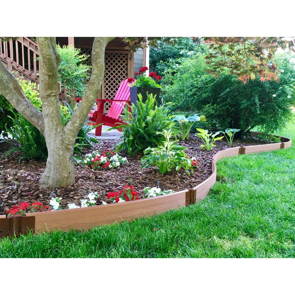Frame It All 1 in. Profile Tool-Free Classic Sienna 16 ft. Curved Landscape Edging Kit - Super Arbor