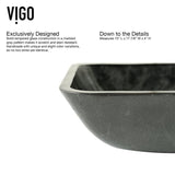 VIGO Onyx Handmade Glass Rectangle Vessel Bathroom Sink in Gray Onyx