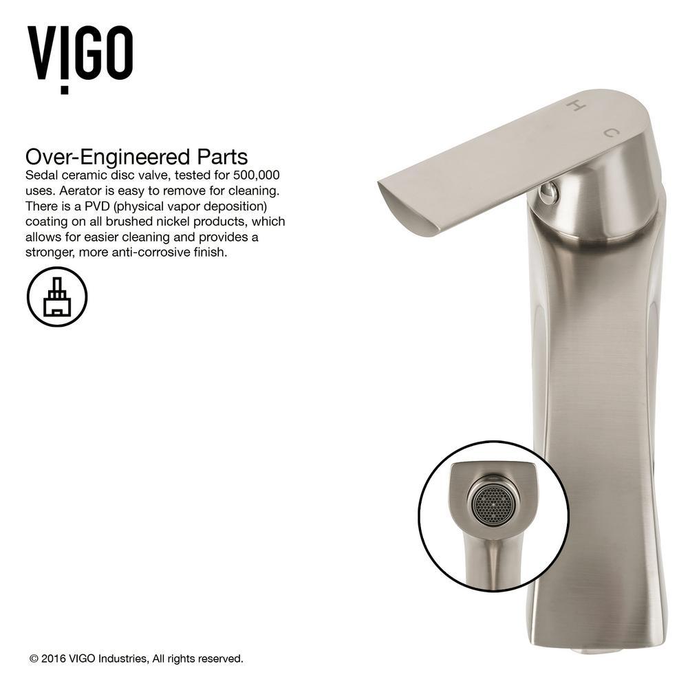 Marigold White Matte Stone Vessel Bathroom Sink and Linus Bathroom Vessel Faucet in Brushed Nickel - Super Arbor