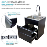 All-in-One 44.8 in. x 22 in. x 35 in. Metal Drop-In Laundry/Utility Sink and Cabinet in Black