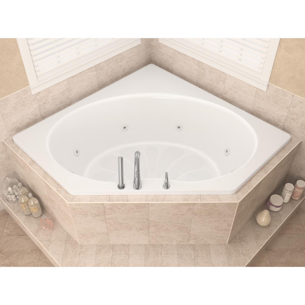 Carnelian 5 ft. Center Drain Whirlpool Tub in White - Super Arbor