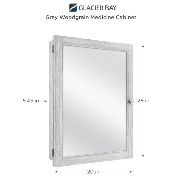 20 in. x 26 in. Recessed or Surface Mount Framed Medicine Cabinet in Gray