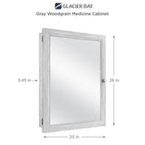 20 in. x 26 in. Recessed or Surface Mount Framed Medicine Cabinet in Gray