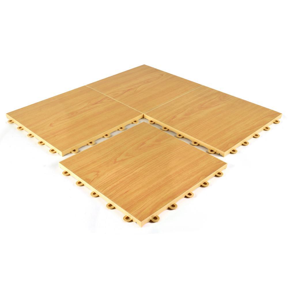 Greatmats Click Tile 12-1/8 in. x 12-1/8 in. Maple Interlocking Basement Plastic and Vinyl Floor Tile (24-Pack) (24.5 sq. ft.)