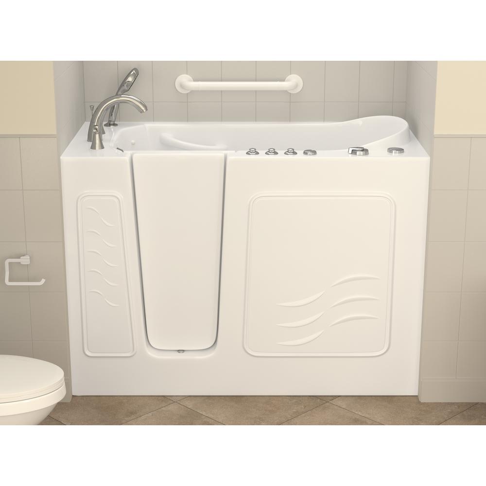 HD Series 53 in. Left Drain Quick Fill Walk-In Whirlpool and Air Bath Tub with Powered Fast Drain in White - Super Arbor