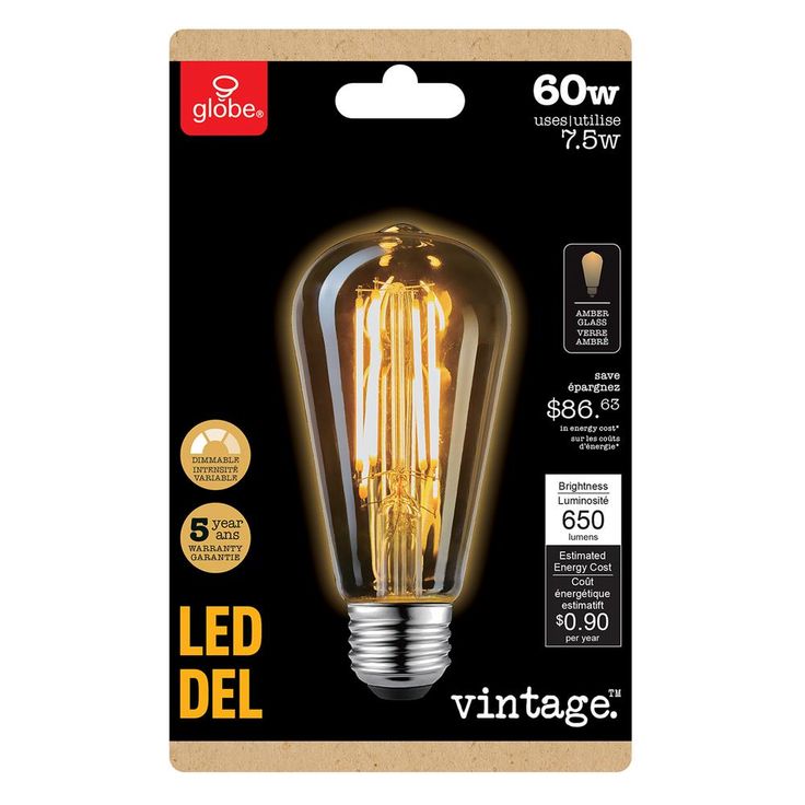 Globe Electric 60-Watt Equivalent ST19 Dimmable Vintage Edison Amber Glass LED Light Bulb Soft White (4-Pack) (2150K)