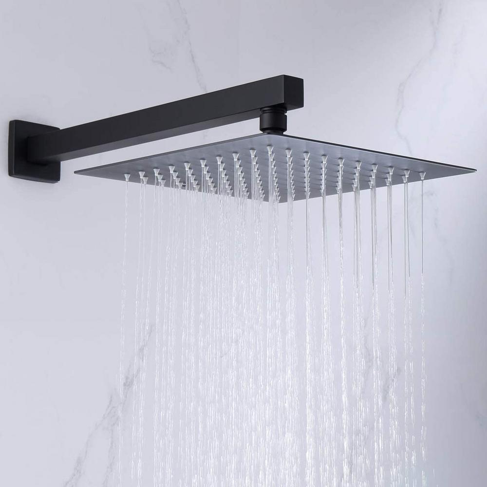 Single Handle 1-Spray High Pressure Tub and Shower Faucet with Hand Shower in Matte Black Ceramic Disc (Valve Included) - Super Arbor