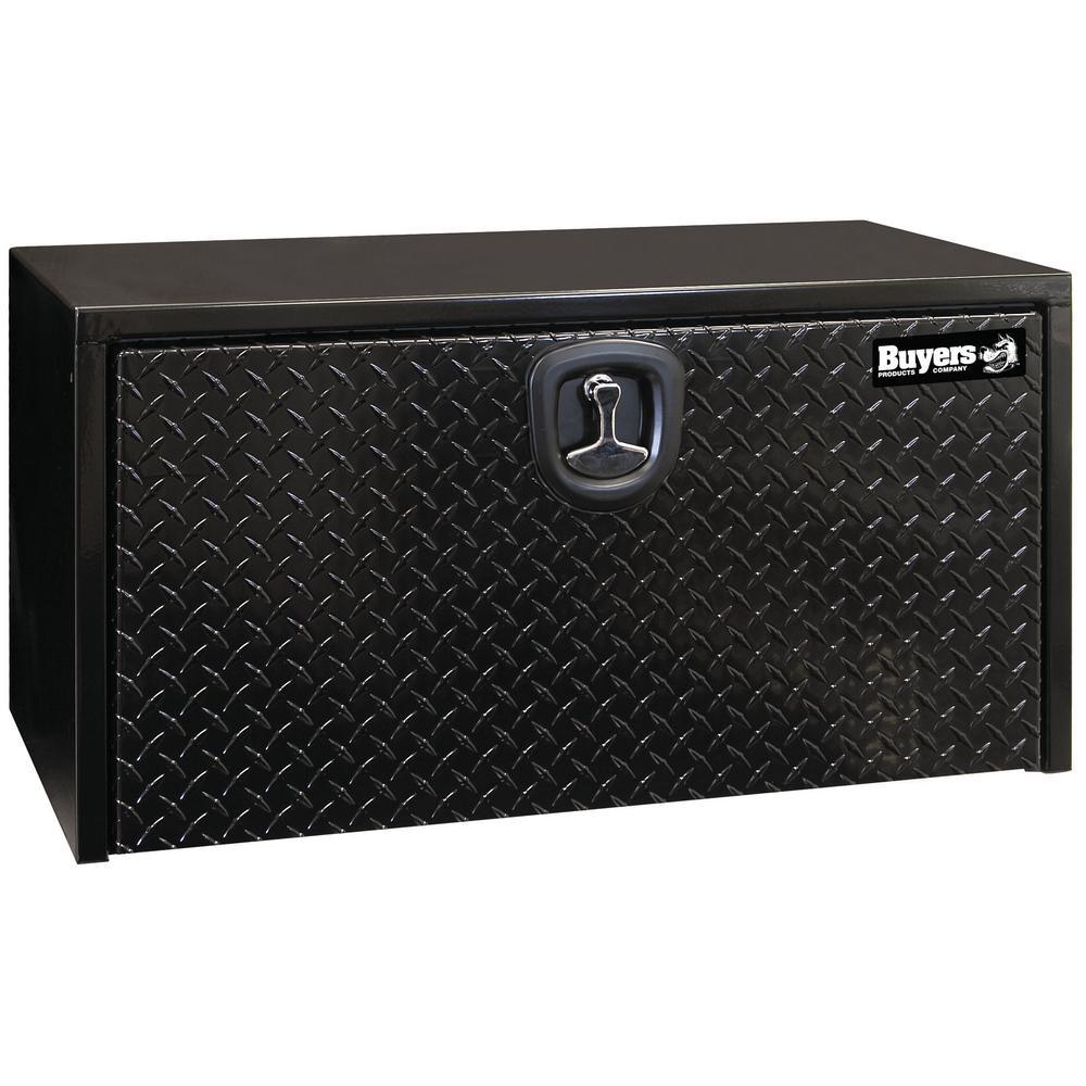 18 in. x 18 in. x 36 in. Gloss Black Steel Underbody Truck Tool Box with Aluminum Door - Super Arbor