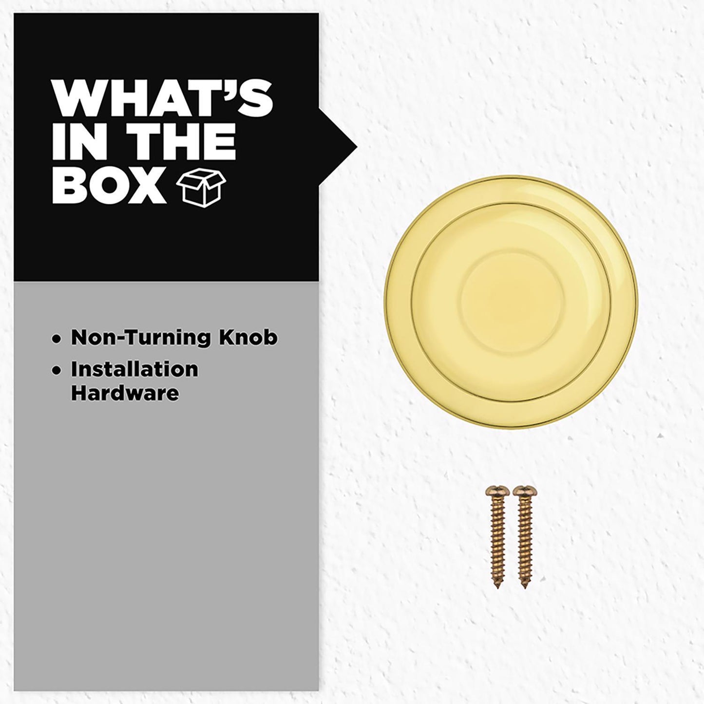 Kwikset Tylo Polished Brass Dummy Door Knob – Universal Handing (Non-Turning)