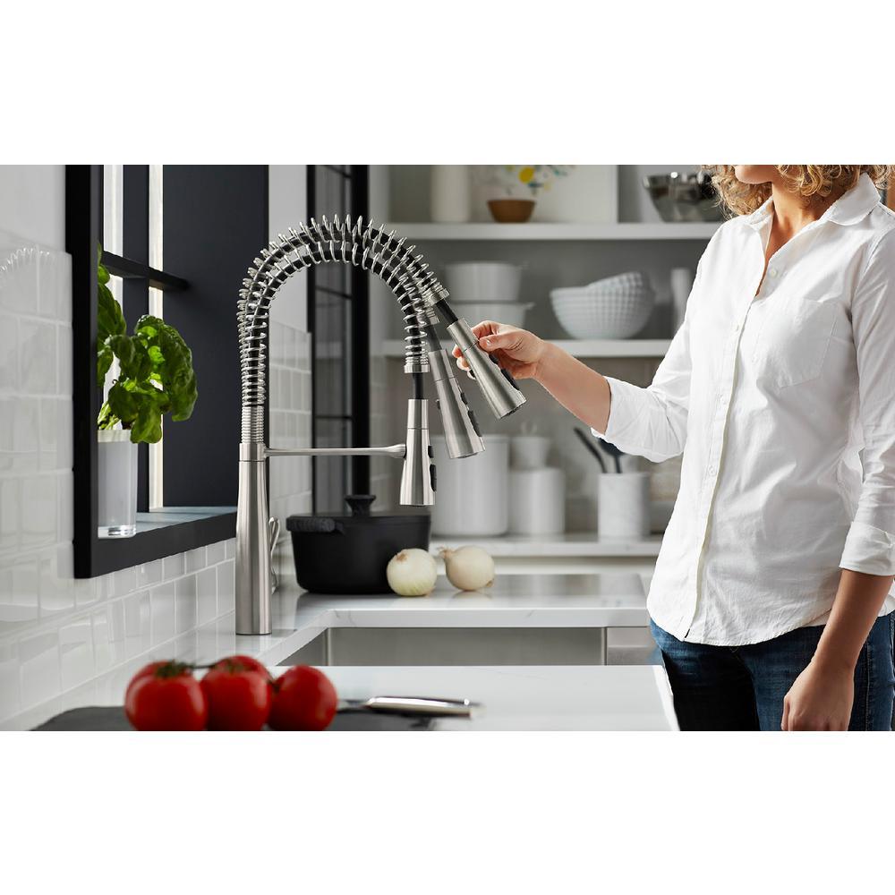 Simplice Single-Handle Pull-Down Sprayer Kitchen Faucet in Vibrant Stainless - Super Arbor