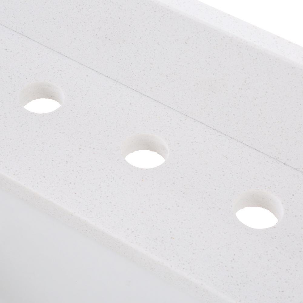 61 in. W x 22 in. D Engineered Marble Vanity Top in Snowstorm with White Double Trough Sinks - Super Arbor