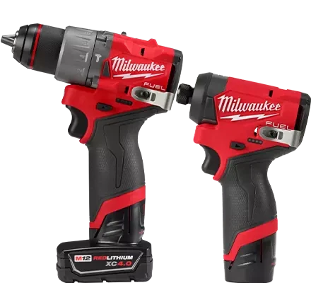 Milwaukee M18 18V Brushless Cordless Compact Drill/Impact Driver 2‑Tool Combo Kit with 15‑Piece SHOCKWAVE RED HELIX Titanium Drill Bit Set
