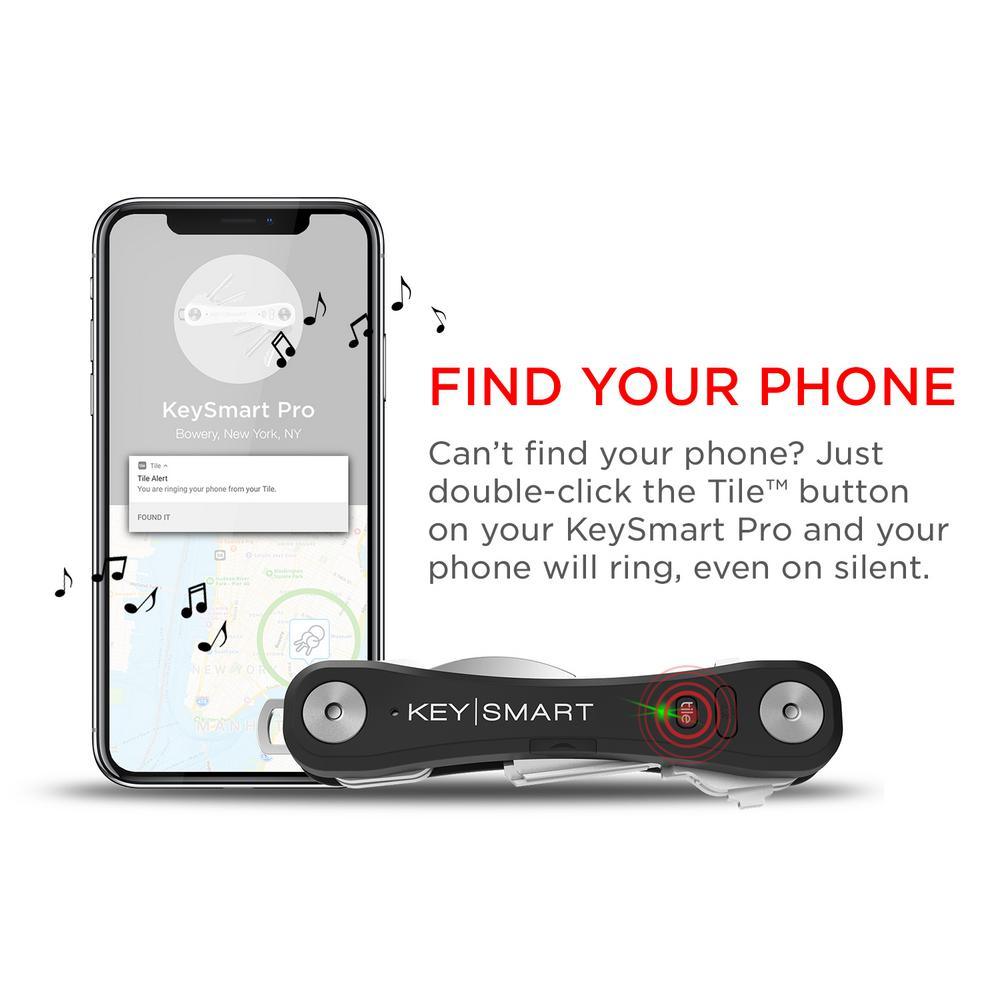 Pro Compact Multiple Key Holder with Tile Smart Location in Black - Super Arbor