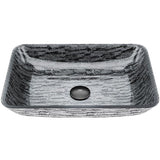 VIGO Titanium Handmade Glass Rectangle Vessel Bathroom Sink in Slate Grey