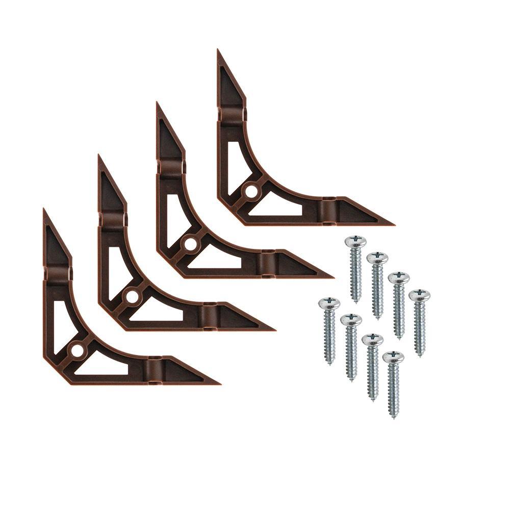 4.1 in. Brown Plastic Cabinet Corner Braces (4-Pack) - Super Arbor