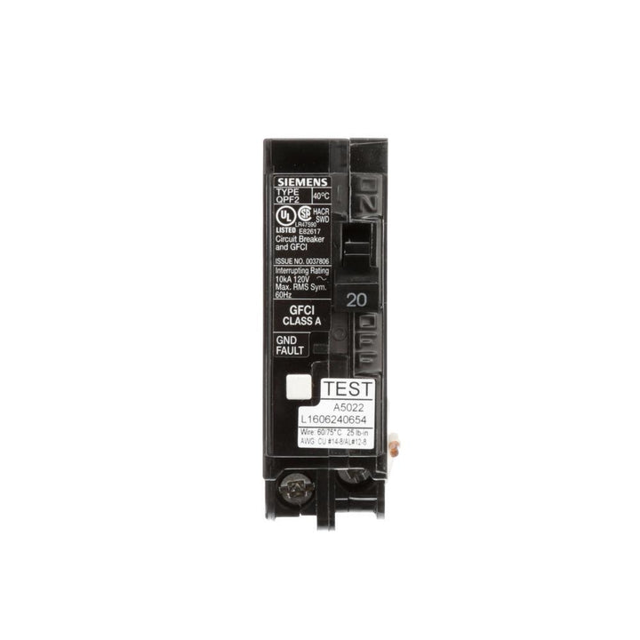 20 Amp Single Pole Type QPF2 GFCI Circuit Breaker - Super Arbor