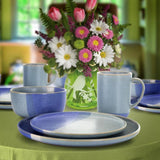Convergence 16-Piece Casual Blue Stoneware Dinnerware Set (Service for 4)